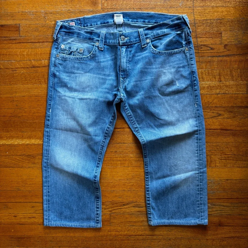 True Religion Bobby Mens 42x 26 Straight Leg Jeans‎ Medium Wash Made in USA Blue